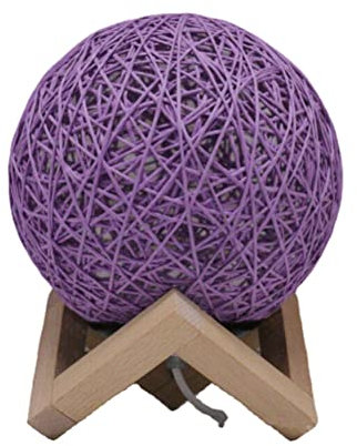 anso Rattan Ball LED Table Desk Bedside Night Light with Base Lamp Home Bedroom Multicoloured (Purple)