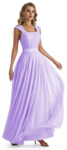 Lace Square Prom Bridesmaid Dress Lilac Size 22