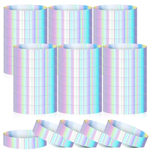 500-pack holografiska plastarmband papper armband vattentäta armband för evenemang neonarmband för vattenparker konserter festivaler festkonferenser säkerhetstillträde (silver, klassisk)