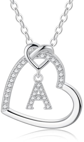 TINGN Kette Damen Gold Silber- Gold Kette Damen Herz Halskette Buchstaben A-Z Ketten Geschenke für Frauen Mädchen Geschenk Personalisierte Geschenke für Kinder Halskette Mädchen Schmuck Geschenk