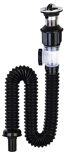 Desagüe de Lavabo Universal, Kit de Valvula Desague Lavabo, Universal Tapon Lavabo Pop Up, Desague Lavabo Negro con Rebosadero, para Desagüe Baño Cocina, Control de Olores y Plagas
