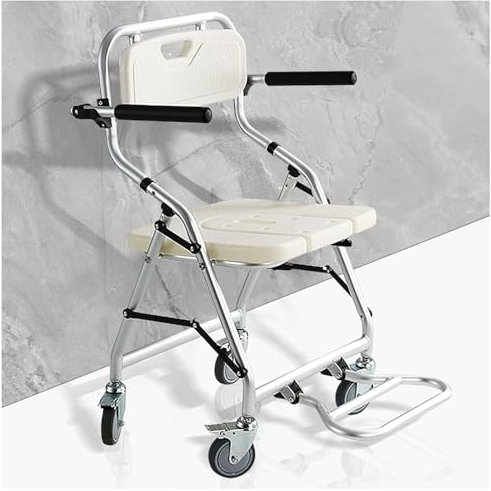 Sedia Con WC Per Anziani Disabili, Seduta Ergonomica Sgabello Per Sedie A Rotelle Da Bagno Carrozzina Da Toilette Sedia Multifunzione WC Per Pazienti Anziani In Gravidanza
