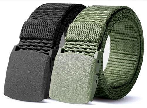 XWCHASA Arbeitsgürtel Herren,150cm Verstellbarer Nylon Outdoor Stoff Gürtel, Keine Metallschnalle Ohne Löcher Herrengürtel, Geeignet für Arbeit und Reisen