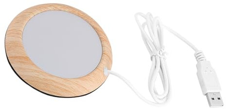 Chauffe-tasse USB, plaque chauffante à café, coussin chauffant, grain de bois foncé, chauffe-tasse, chauffe-boisson, tapis chauffant pour bureau, thé, café (grain de noyer clair)