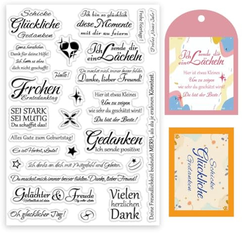 ORIGACH Groß Deutsche Sprüche Silikonstempel 29.7 x 21cm Deutsches Segen Wort Transparente Stempel Für Papierkarten Basteln Journaling Fotoalbum Dekoration Und DIY Scrapbooking