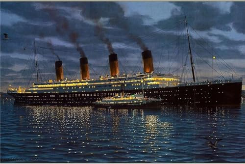 FANGMKJ DIY 5D Diamond Painting Kits for Adults Kids,Titanic,Diamant MalereiSet Embroidery Pattern Round Cross Stitch Kit Mosaic Home Decor-19.7x27.6inch