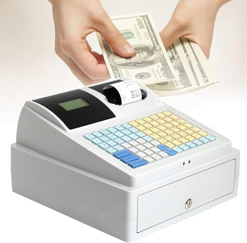 lwjunmm 81 Tasten Elektronische Kassensystem, 8 Digitale LED Registrierkasse Einzelhandel Kassen für Handel und Gastronomie,US