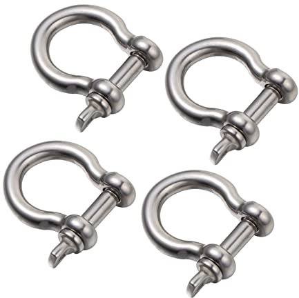 Beatifufu 4 Pièces Manille Acier Inoxydable à Anneau d Verrou De Manille De Levage Métal Forme Cheval