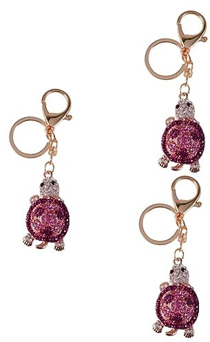 GALPADA 3stücke Schildkröten Schlüsselanhänger Mit Glitzer Und Kristallstrass Modischer Handtaschen Für Damen Rosa Schlüsselring Dekoration Hochwertiger Legierungs Schlüsselbund