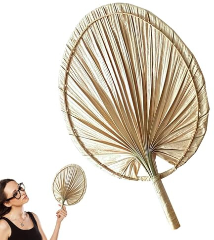 Abanico de mano Palm Leafs - Ventilador de enfriamiento natural, respetuoso con el medio ambiente, tejido a mano, hecho a mano, decoración de fiesta tropical al aire libre, abanico de mano para bodas