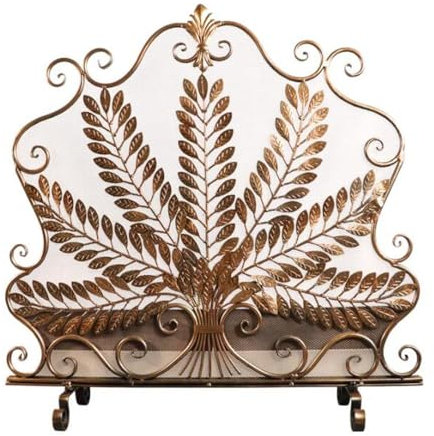 Grille pare-étincelles pour fournaise Cloison de cheminée classique en fer doré, cloison de séparation for salon, porte de cheminée, garde-feu créatif, couverture de cheminée Pare-étincelles autoporta