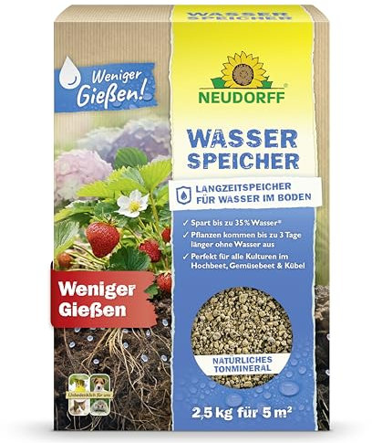 Neudorff Wasserspeicher – Natürlicher Langzeitspeicher spart bis zu 35% mehr Wasser für reiche Ernte und Blüte. Reduziert Trockenstress, 2,5 kg