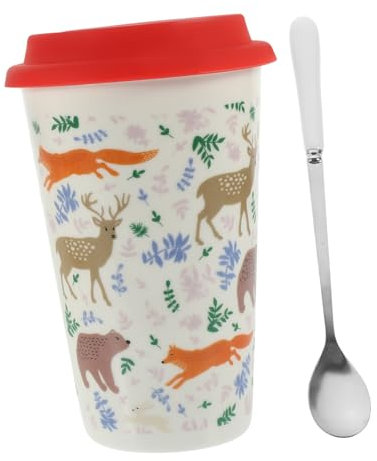 HOOTNEE Keramiktasse mit Weihnachtsmotiv Kaffeetasse Trinkbecher aus Keramik für Tee und Getränke Zufällige Farbe