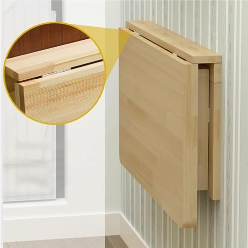 Tavolo pieghevole da parete a foglia cadente, per lavoro e sala da pranzo, in legno naturale, design salvaspazio, scrivania sospesa per cucina o balcone, 90 x 50 cm