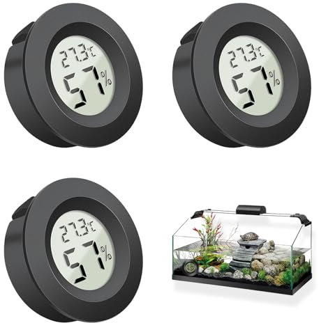 3 Packs Hygrometer Thermometer Digital Monitor Humidity Meter Gauge, Humidity Temperature Gauge, Round LCD Digital Hygrometer Thermometers for Humidifiers Dehumidifiers Greenhouse Basement, Black