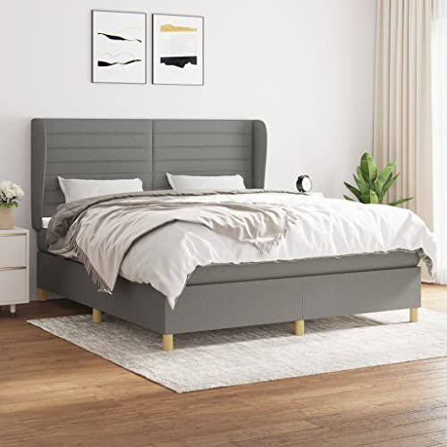 OHOOWOO Boxspringbett mit Matratze Dunkelgrau 180x200 cm Stoff,Exklusives Boxspringbett mit Taschenfederkernmatratze für erholsamen Schlaf und höchste Entspannung