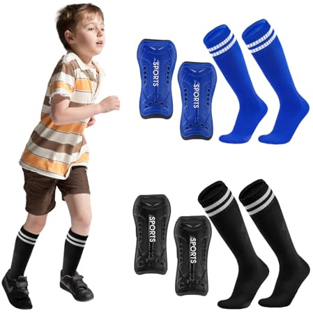 Youery Schienbeinschoner Kinder Fussball,Schienbeinschoner Fußball Herren Jugendliche und Erwachsene,Atmungsaktive Schienbeinschoner Fussball Socken,Leicht und Schützend,Ideal Für Fußballspiele