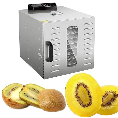 Food Dehydrator for Jerky, Stainless Steel Trays, Dryer for Meat, Fruit, Dog Treats, Herb, Veggies, Yogurt - 24H Timer, Digital Display Dehydrater Biltong Maker, 86-194℉ Adjusted Temp,8Layer-220V