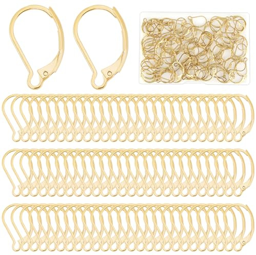 80 Pezzi Monachelle per Orecchini, Ganci per Orecchini a Cella Chiusa in Oro, Ganci per Orecchinis Fai Da Te con Anello Aperto, Gancis Orecchinis per La Creazione di Gioielli