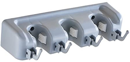 KICHOUSE Estante para Escobas y Fregonas Soporte Posiciones y Ganchos para Baño y Cocina