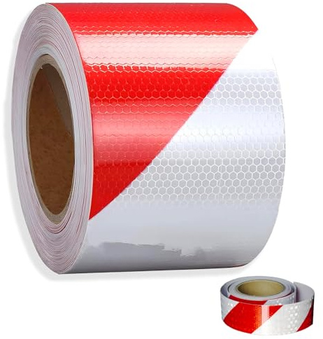12m × 5cm Reflektierendes Band, Reflektierendes Klebeband, Warnaufkleber Selbstklebend Klebeband Rot und Weiß, Warnmarkierung Markierungsband Für Straßenverkehrsanlagen, Treppe und Parkhäuser