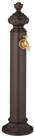 Relaxdays Standbrunnen Antik 87 cm Fontana Antica con Rubinetto, 87 x 20,5 x 24 cm, Fissaggio a Pavimento, Marrone, 40% Alluminio 20% Ferro