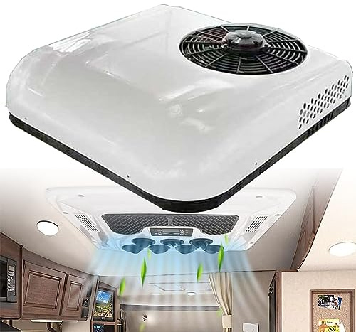 Climatiseur 12 V/24 V Cc, Climatiseur de Toit électrique Universel pour Camion de Camping-Car, Unité Climatisation Toit - Sans Conduit, Refroidissement, Climatisation Stationnement,24V-White