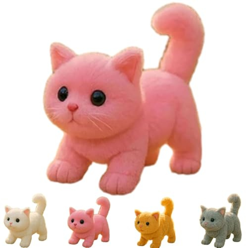 My Realistic Cat - Interactive Robotic Pet Cat with Moving Head and Tail, Realistic Meowing Animatronic Plush Toy for Therapy Decoration and Prank Gifts pink