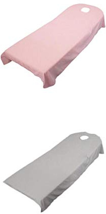 Lot de 2 draps de beauté cosmétiques 80 x 190 cm, housse de lit for table de massage, spa, gris/rose