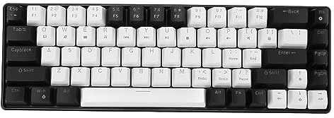 Aramox Kompakte Mechanische Tastatur, ABS-Material, 68 Tasten, RGB-hintergrundbeleuchtete, Kabelgebundene Mechanische Gaming-Tastatur mit Blauem Schalter für den Einsatz Im Home-Office (Schwarz-Weiss)