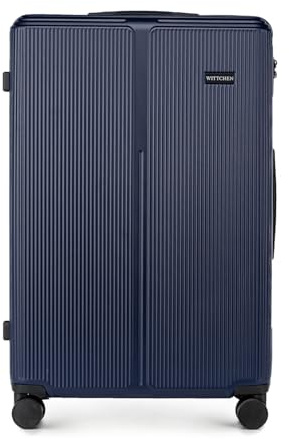 WITTCHEN Stripes Line Valise Grande Taille 76,5 × 50 × 29 cm (XL) | 96 l, Coque Rigide ABS, 4 roulettes 360° | Serrure à Code, poignée télescopique, Bagage soute Air France - Couleur: Bleu Marine