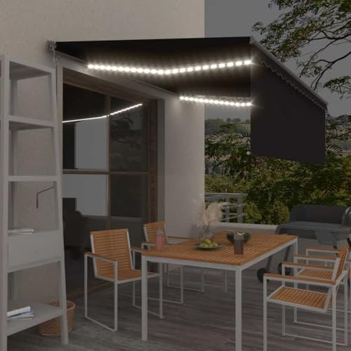 Tenda da sole automatica con tenda avvolgibile e sensore di vento, 4,5 x 3 m, colore antracite, alluminio verniciato a polvere e tessuto 100% poliestere con rivestimento in poliuretano, ideale per