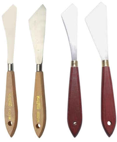 MmotZsb Malmesser, Spachtel Acrylmalerei, 4-teiliges Set Mit W-Z019 Und W-Z020, Ideal Für Strukturpaste Und Acrylfarben, Professionelles Zubehör Für Leinwand Und Kunstprojekte