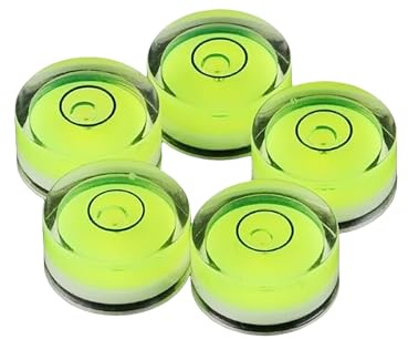 5 Pack Mini Round Bullseye Spirit Level Bubble, 12mm x 6mm Green Acrylic Circular Surface Level Vial for Camera, Tripod, Turntable, Furniture & Tool Calibration