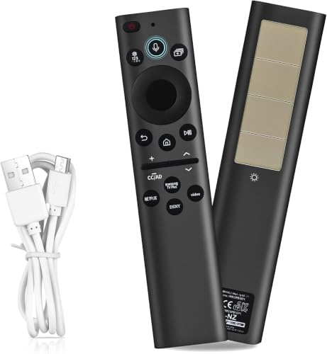 BN59-01385A Solars - Mando a distancia por voz para televisores Samsung (carga solar ecológica (luz/USB-C), búsqueda por voz, compatible con Samsung QLED/4K/8K Crystal UHD Smart TVs 2018-2025 (Netflix
