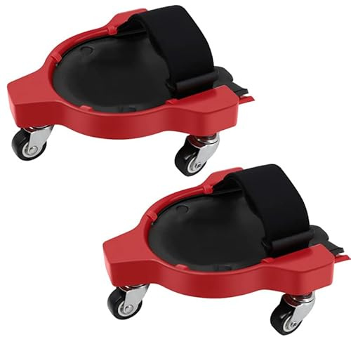 HEYOUTH Rodilleras Trabajo,Rodilleras Trabajo Suelo,con Ruedas,para Suelos,Construcción,Jardinería,Techos,Carpintería con acolchado de espuma gruesa y correas ajustables fuertes (Rojo)