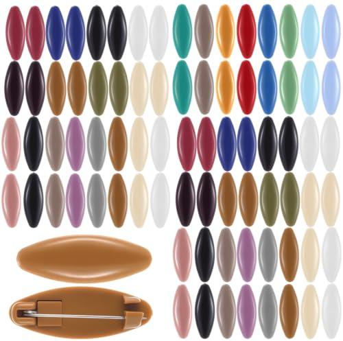 48 Stück Hijab Pins Oval Plastik Schal Sicherheitsnadeln Bunte Hijab Nadeln | Hijab Pins Kopftuch Schal Clip für Damen Schalknopf Dekoration Verschluss Stoff für Damen Frauen Muslimische Schals