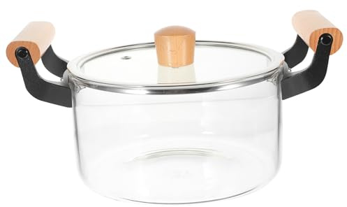 HOLIDYOYO Marmite en Verre Transparent 2,5 L Couvercle, Casserole Résistante la Chaleur pour Cuisson au Gaz, Soupière Multifonction pour Soupe, Nouilles et Légumes, Ustensile Cuisine