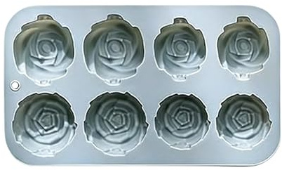 Moldes de chocolate de silicona con forma de rosa para hornear, molde de goma y caramelo para fondant de chocolate con flor de rosa de 6 cavidades, antiadherente, reutilizable para cubitos de hielo