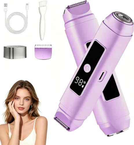 Mini Bikini Mujer Depiladora Eléctrica, IPX7 Maquinilla para Bikini Púrpura | Resistente Al Agua, Fácil Limpieza, para Rostro, Piernas y Zona del Bikini, USB Recargable, Pantalla LED