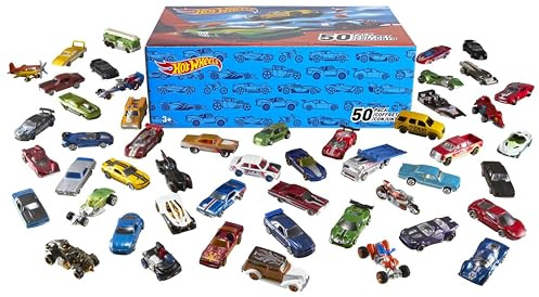Hot Wheels Toy Cars & Trucks, 50-Pack of 1:64 Scale Vehicles, Individually Packaged (Styles May Vary) (Amazon Exclusive)