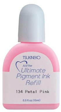 Tsukineko Ultimate Pigment Refill Nachfülltinte - 15 ml - Rosa, Petal Pink - Zubehör Reinker für VersaColor Stempelkissen