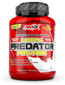 AMIX Predator Protein - Complément Protéiné en Poudre pour Augmenter la Masse Musculaire - Protéine de Lactosérum avec Enzymes Digestives - Acides Aminés BCAA et L-Glutamine - Biscuits - Crème - 1 kg