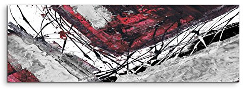 Paul Sinus Art 150x50cm Panoramabild abstrakt Leinwanddruck Kunstdruck Wandbild rot schwarz grau weiß Ecken