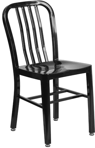 Flash Furniture Commercial Grade Black Metal Indoor-Outdoor Chair