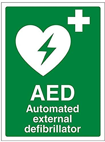vsafety 31033 an-r AED Automatiesierter Externer Defibrillator Zeichen, 150 mm x 200 mm x 200 mm (3 Stück)