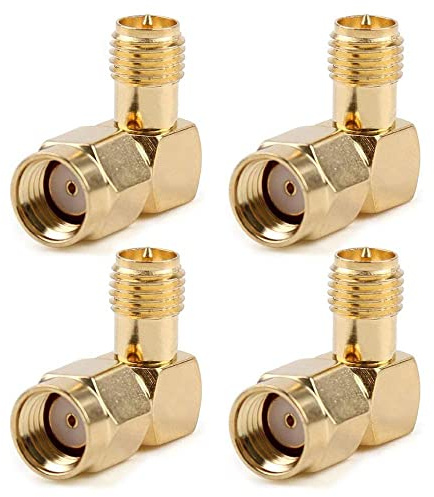 TengKo RP SMA Stecker auf RP SMA Buchse Stecker Rechtwinklig 90 Grad RF Stecker Adapter (4 Pack)