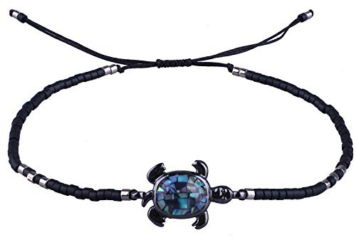 KELITCH Damen Abalone Muschel Armbänder 925 Silber Schildkröte Charm Armbänder Freundschaftsarmbänder Verstellbare