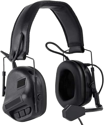 ATAIRSOFT Tactical Headset Casque de Chasse PTT pour Talkie-walkie Radio Militaire sans Fonction de réduction de Bruit Noir