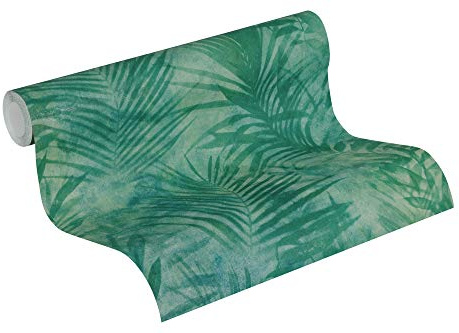 A.S. Création papier peint intissé Neue Bude 2.0 Edition 2 Tropical Concret papier peint palmier papier peint effet jungle 10,05 m x 0,53 m vert bleu jaune 374112 37411-2